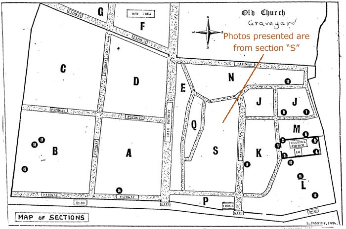 Clonmel Old Church cemetery map